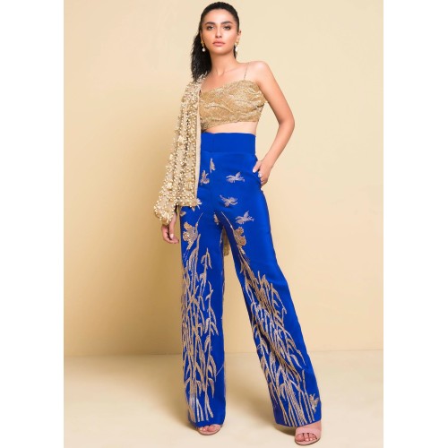 Navajo White and Royal Blue Snowflake Party Wear