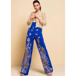 Navajo White and Royal Blue Snowflake Party Wear