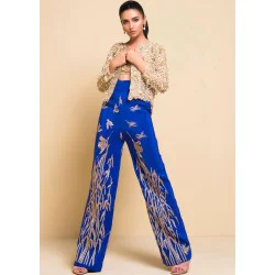 Navajo White and Royal Blue Snowflake Party Wear