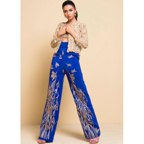 Navajo White and Royal Blue Snowflake Party Wear