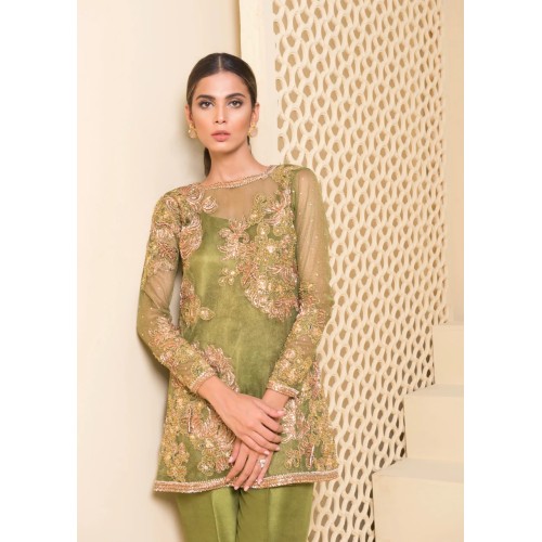 Olive Snowflake Party Wear