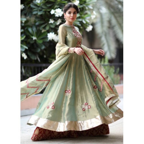 Olivine Snowflake Anarkali