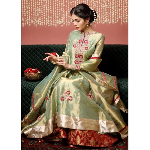 Olivine Snowflake Anarkali