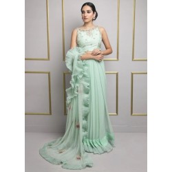 Light Magic Mint Snowflake Saree