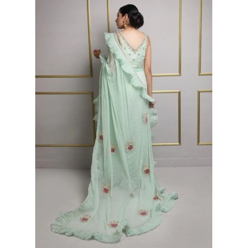 Light Magic Mint Snowflake Saree