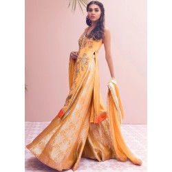 Pastel Orange Snowflake Lehenga