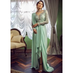 Cambridge Blue Snowflake Saree