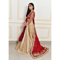 Red and Peach Snowflake Lehenga Choli