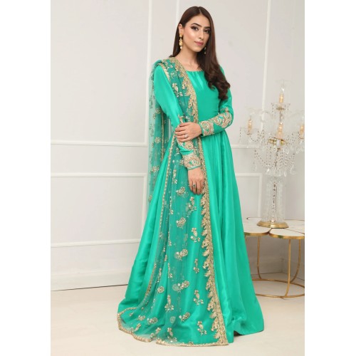 Turquoise Snowflake Pishwas