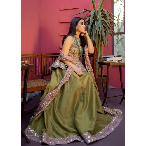 Spanish Bistre Snowflake Peplum and Lehenga