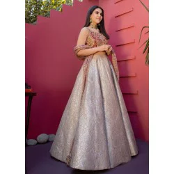 Dark Beige Snowflake Lehenga
