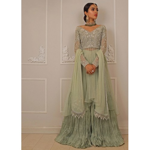 Sage Green Snowflake Gharara