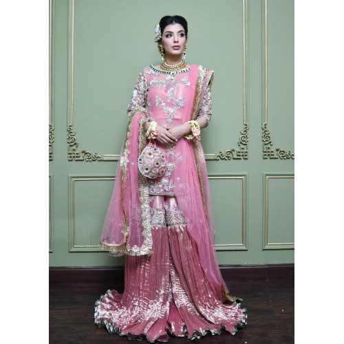 Amaranth Pink Snowflake Gharara