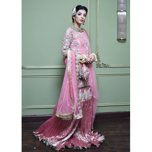 Amaranth Pink Snowflake Gharara