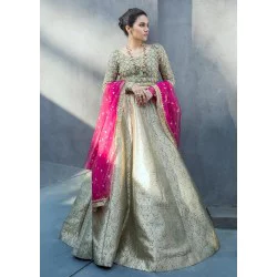 Iridescent Green Snowflake Lehenga