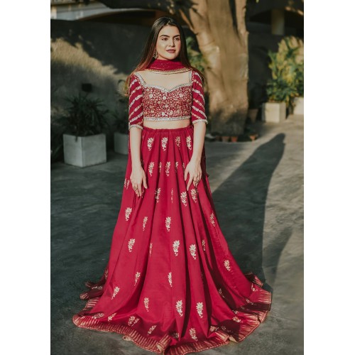 Cerise Snowflake Lehenga