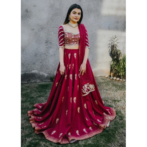 Cerise Snowflake Lehenga