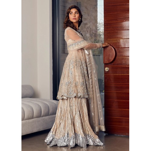 Nude Snowflake Peplum and Sharara Nude Snowflake Peplum and Sharara