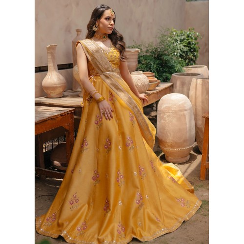 Mustard Snowflake Lehenga