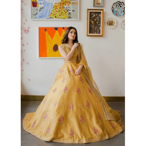 Mustard Snowflake Lehenga