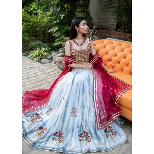 Deep Carmine Snowflake Lehenga