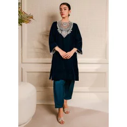 Deep Teal Snowflake Party Wear