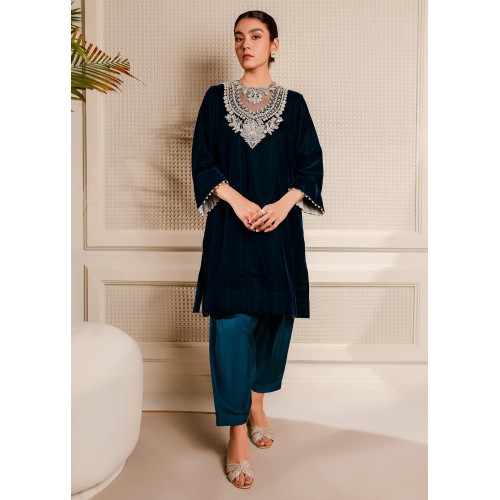 Deep Teal Snowflake Party Wear Deep Teal Snowflake Party Wear