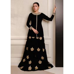 Black Snowflake Velvet Sharara