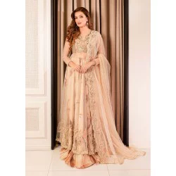 Apricot Snowflake Pishwas and Lehenga
