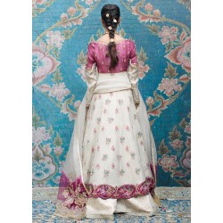 Mulberry and White Magnolia Gown