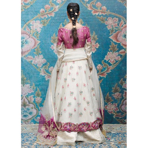 Mulberry and White Magnolia Gown