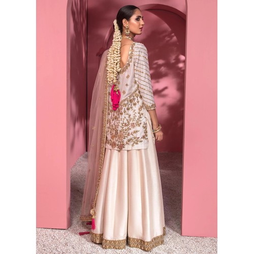 Ivory Pink Magnolia Lehenga