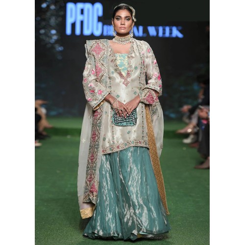 Verdigris Magnolia Lehenga
