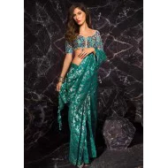 Persian Green Magnolia Saree