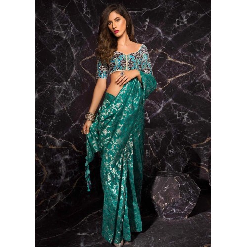 Persian Green Magnolia Saree