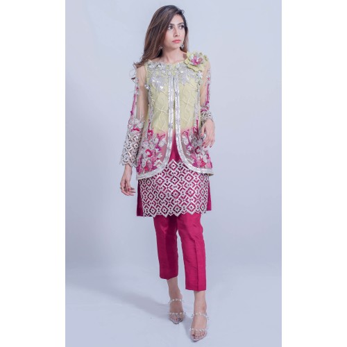Pale Spring Bud and Telemagenta Julia Two Toned Shirt