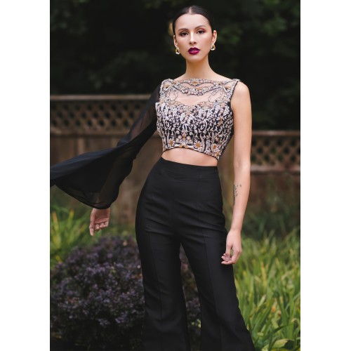 Black Syringa Crop Top and Bootleg Pants Black Syringa Crop Top and Bootleg Pants