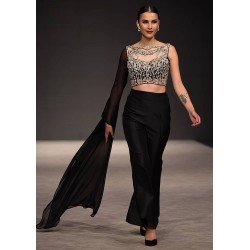 Black Syringa Crop Top and Bootleg Pants