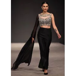 Black Syringa Crop Top and Bootleg Pants