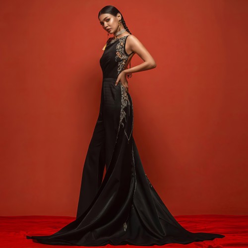 Black Syringa Dress Cum Jumpsuit