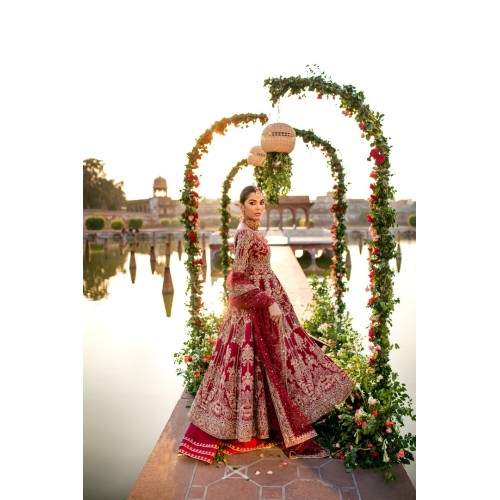 Deep Carmine Aster Lehenga