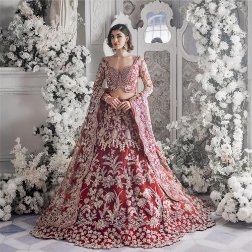Fire Engine Red Iris Lehenga Choli