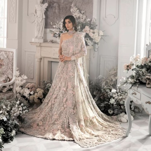 Champagne Pink Iris Asymmetric Gown