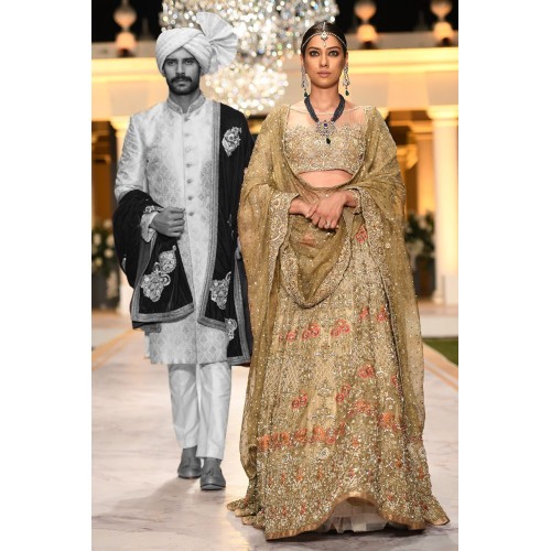Metallic Sunburst Daphne Lehenga and Choli