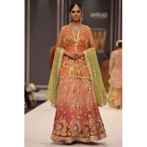 Burnt Orange Carmine Daphne Jacket and Lehenga