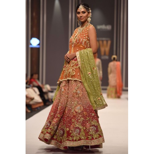 Burnt Orange Carmine Daphne Jacket and Lehenga