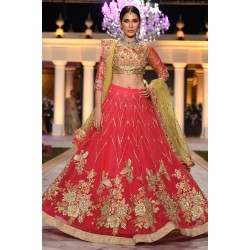Pigment Red Daphne Lehenga