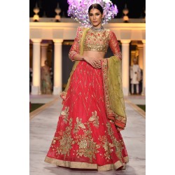 Pigment Red Daphne Lehenga
