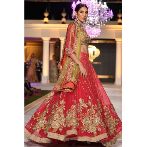 Pigment Red Daphne Lehenga