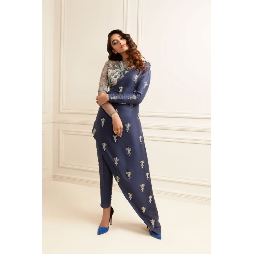 Space Cadet Peony Dress with Slit